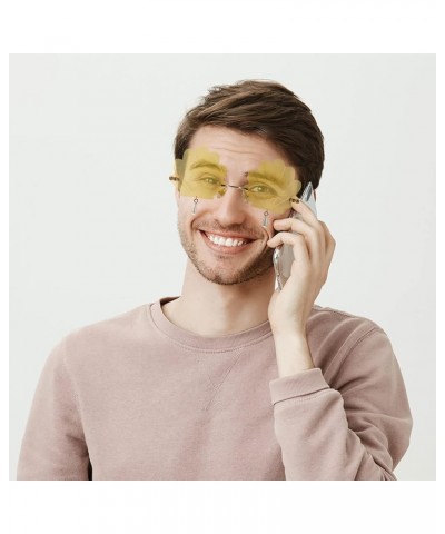 Shell Shaped Eyeglasses Rimless Wave Sunglasses Funny 90s Disco Party Eyewear for Men Women Yellow $10.78 Designer