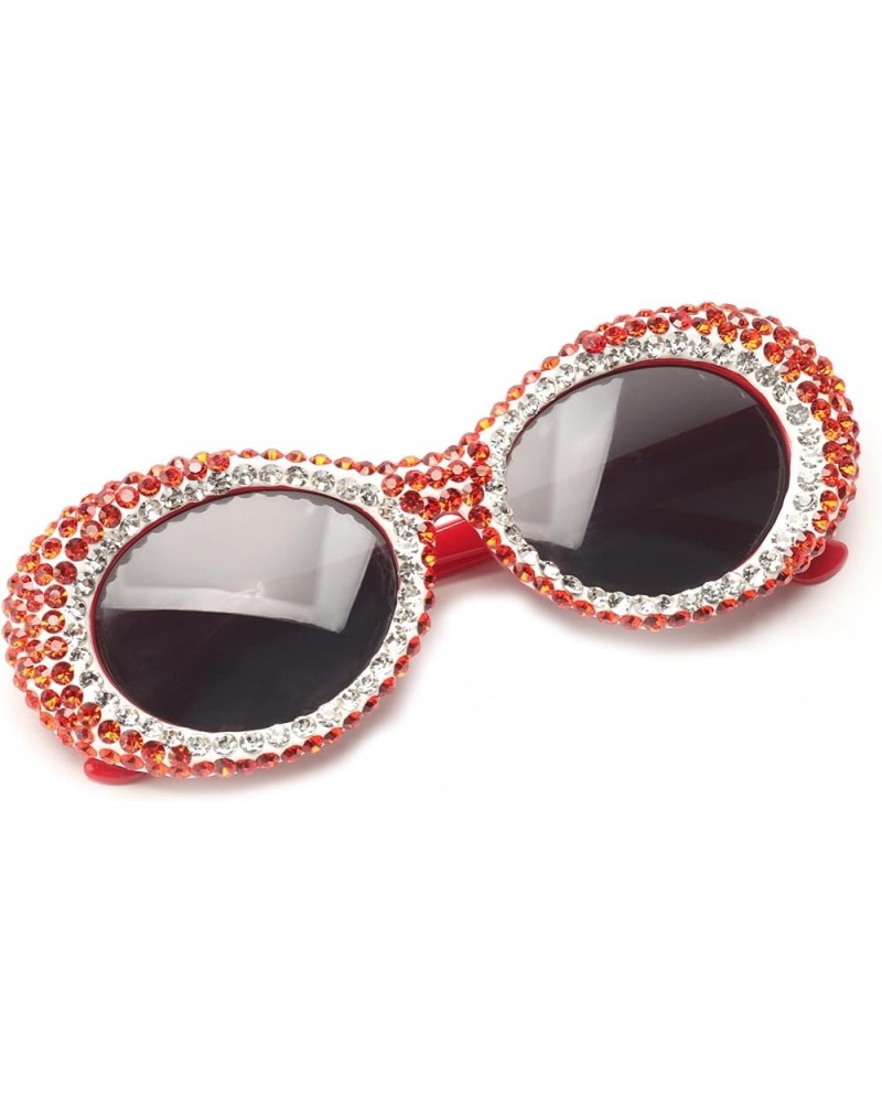 Bling Sunglasses Crystal Rhinestone Shades Retro oval Women Eyewear Red $10.75 Oval