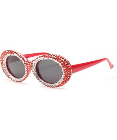 Bling Sunglasses Crystal Rhinestone Shades Retro oval Women Eyewear Red $10.75 Oval