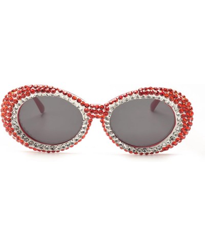 Bling Sunglasses Crystal Rhinestone Shades Retro oval Women Eyewear Red $10.75 Oval