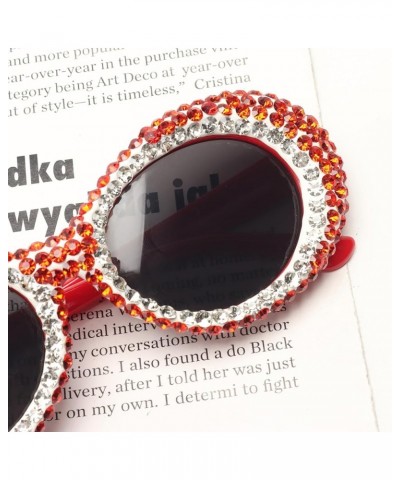 Bling Sunglasses Crystal Rhinestone Shades Retro oval Women Eyewear Red $10.75 Oval