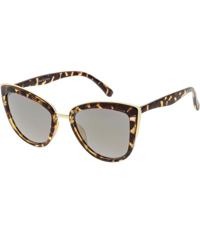 Women's Oversize Metal Trim Colored Mirror Lens Cat Eye Sunglasses 51mm Tortoise Gold / Gold Mirror $8.66 Cat Eye