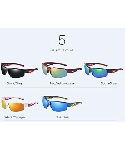 Sports Sunglasses for Men Polarized Cycling Sunglasses 100% UV Blocking Blue Blue $16.12 Rectangular