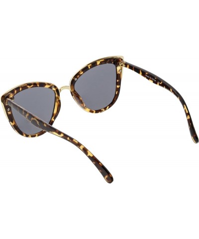 Women's Oversize Metal Trim Colored Mirror Lens Cat Eye Sunglasses 51mm Tortoise Gold / Gold Mirror $8.66 Cat Eye