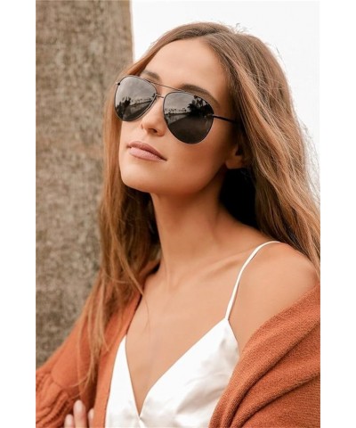 Oversized Polarized Aviator Sunglasses for Women Men,Classic Big Black Gold Metal Frame Pilot Shades Black Frame Grey Lens $1...