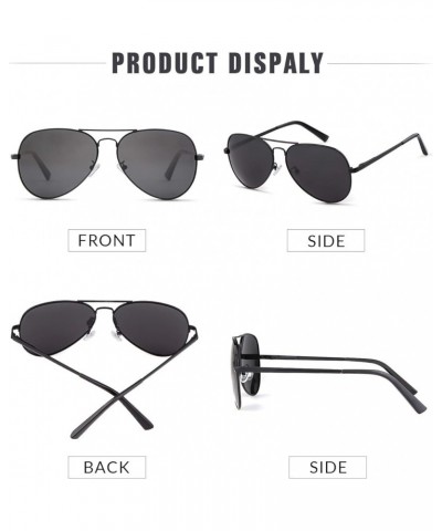 Oversized Polarized Aviator Sunglasses for Women Men,Classic Big Black Gold Metal Frame Pilot Shades Black Frame Grey Lens $1...