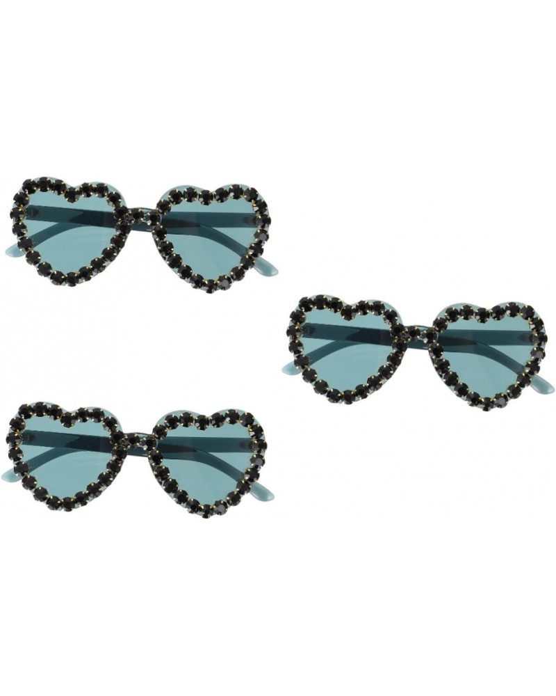 3 Pcs Sunglasses Glasses Party Photography Props Rhinestone Sunglasses Fun Sunglasses Rhinestone Heart Glasses Outdoor Summer...