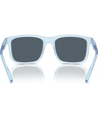 Men's Ax4145sf Low Bridge Fit Square Sunglasses Shiny Transparent Blue/Dark Blue Mirrored Blue $34.83 Square