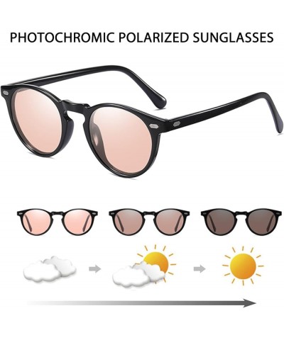 Photochromic Polarized Sunglasses Men Women Anti Glare Driving Eyewear Glasses Pink $12.99 Round