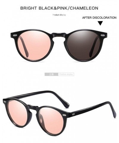 Photochromic Polarized Sunglasses Men Women Anti Glare Driving Eyewear Glasses Pink $12.99 Round