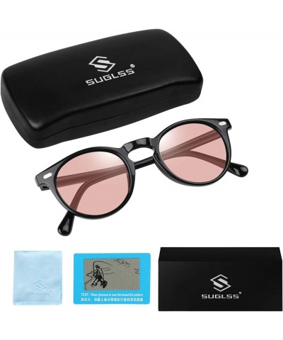 Photochromic Polarized Sunglasses Men Women Anti Glare Driving Eyewear Glasses Pink $12.99 Round