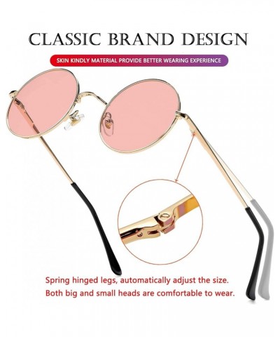 Round Lennon Glasses Round Polarized Sunglasses for Women Men Small Circle Sunnies Gold/Clear Pink $10.25 Oversized