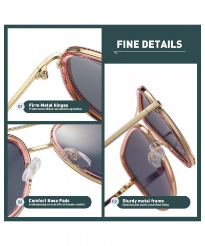 Polarized Aviator Sunglasses for Women Gold Frame Pink Lens $10.59 Aviator