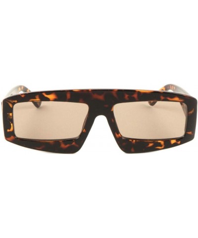 Rectangular Lens Flat Sides Oval Frame Shape Sunglasses Brown Demi $10.35 Rectangular