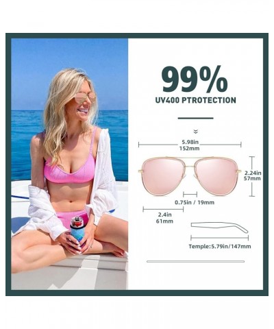 Polarized Aviator Sunglasses for Women Gold Frame Pink Lens $10.59 Aviator