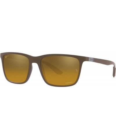 RB4385 Liteforce Rectangular Sunglasses Matte Brown/Brown Mirrored Gold Polarized $81.90 Rectangular