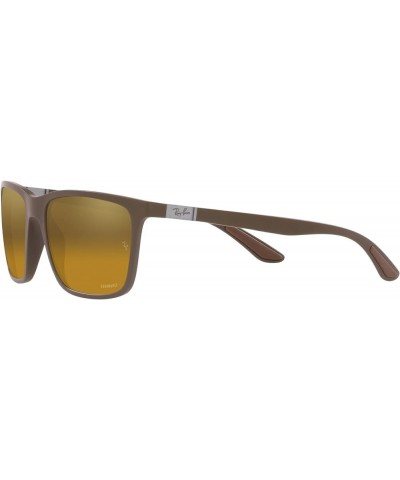 RB4385 Liteforce Rectangular Sunglasses Matte Brown/Brown Mirrored Gold Polarized $81.90 Rectangular