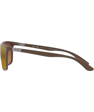 RB4385 Liteforce Rectangular Sunglasses Matte Brown/Brown Mirrored Gold Polarized $81.90 Rectangular