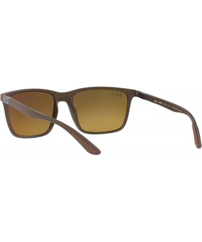 RB4385 Liteforce Rectangular Sunglasses Matte Brown/Brown Mirrored Gold Polarized $81.90 Rectangular