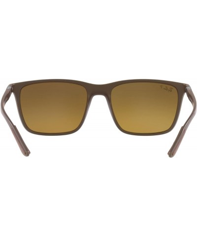 RB4385 Liteforce Rectangular Sunglasses Matte Brown/Brown Mirrored Gold Polarized $81.90 Rectangular