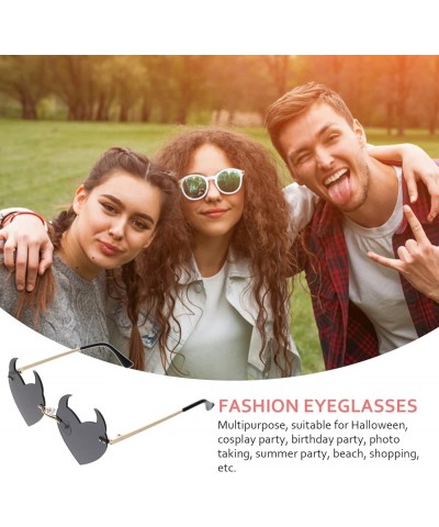 Rimless Heart Sunglasses Women Retro Colorful Halloween Rave Party Glasses Grey $8.52 Heart