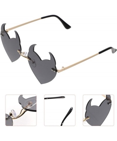 Rimless Heart Sunglasses Women Retro Colorful Halloween Rave Party Glasses Grey $8.52 Heart