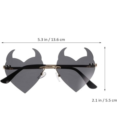 Rimless Heart Sunglasses Women Retro Colorful Halloween Rave Party Glasses Grey $8.52 Heart