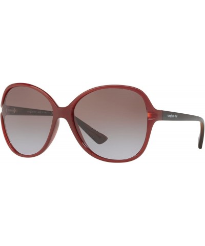 Woman Sunglasses Transparent Red Frame, Violet Gradient Brown Lenses, 60MM Transparent Red $31.95 Round