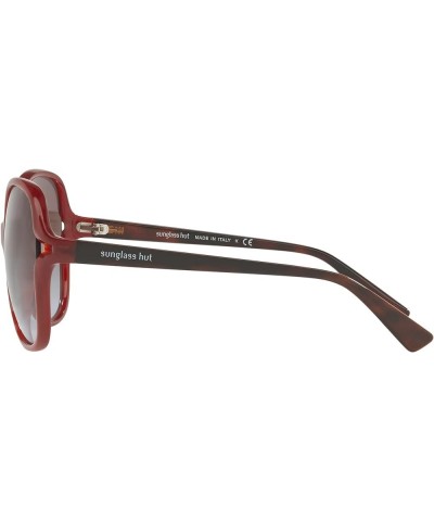 Woman Sunglasses Transparent Red Frame, Violet Gradient Brown Lenses, 60MM Transparent Red $31.95 Round