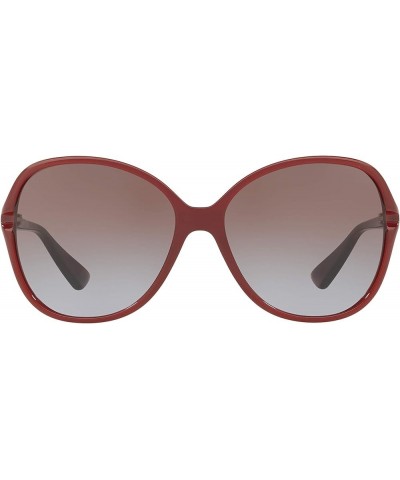 Woman Sunglasses Transparent Red Frame, Violet Gradient Brown Lenses, 60MM Transparent Red $31.95 Round