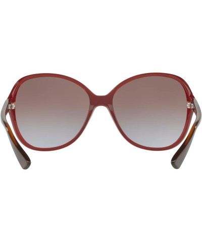 Woman Sunglasses Transparent Red Frame, Violet Gradient Brown Lenses, 60MM Transparent Red $31.95 Round