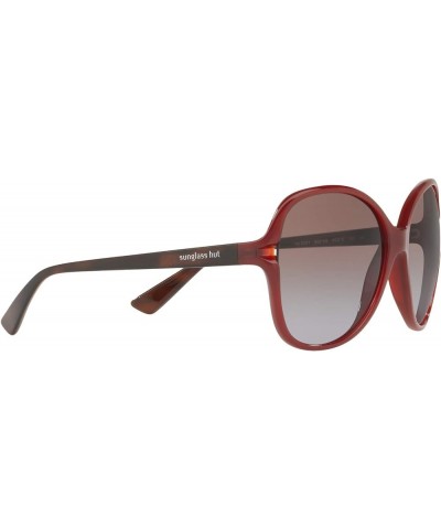 Woman Sunglasses Transparent Red Frame, Violet Gradient Brown Lenses, 60MM Transparent Red $31.95 Round