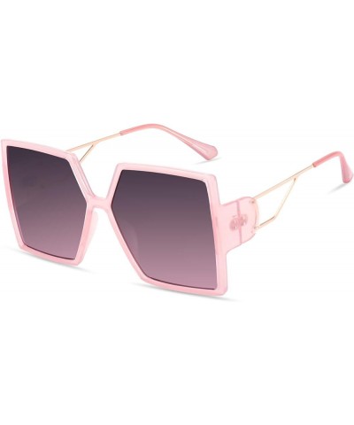 Oversized Square Sunglasses for Women Fashion Large Shield Shades UV400 Protection Pink $11.59 Shield