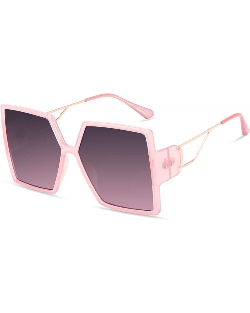 Oversized Square Sunglasses for Women Fashion Large Shield Shades UV400 Protection Pink $11.59 Shield