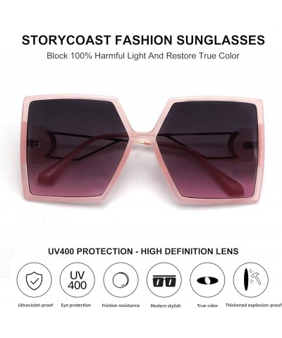 Oversized Square Sunglasses for Women Fashion Large Shield Shades UV400 Protection Pink $11.59 Shield