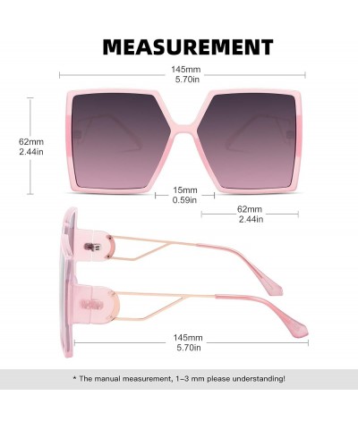 Oversized Square Sunglasses for Women Fashion Large Shield Shades UV400 Protection Pink $11.59 Shield