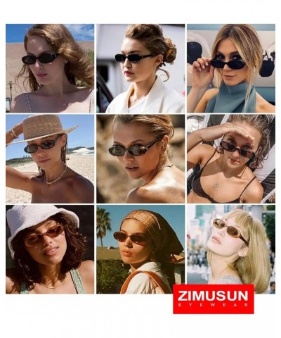 Retro Oval Sunglasses for Women Men Fashion Small Oval Frame Sun Glasses 90s Vintage Style Shades A1 Black/Grey $8.84 Oval