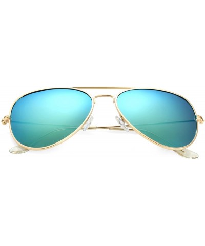 Polarized Aviator Sunglasses for Men Women Classic Metal Frame Mirrored Lens Sun Glasses A5 Gold Frame/Green Mirrored $8.09 A...