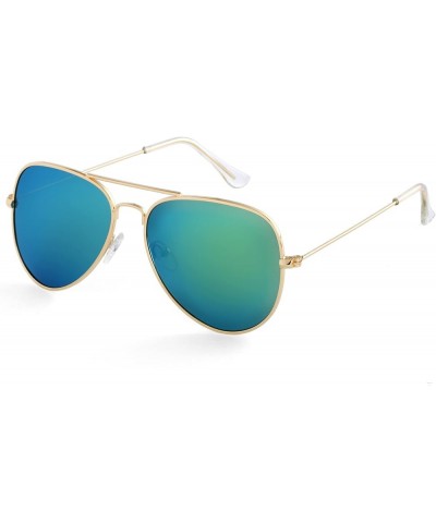 Polarized Aviator Sunglasses for Men Women Classic Metal Frame Mirrored Lens Sun Glasses A5 Gold Frame/Green Mirrored $8.09 A...