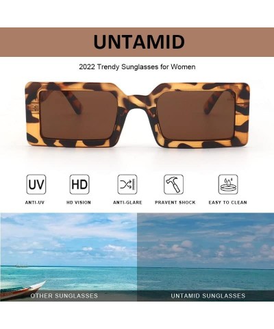 Rectangle Trendy Sunglasses for Women Retro Fashion Sunglasses UV 400 Protection Square Frame Shades Tortoise/Brown $9.45 Rec...