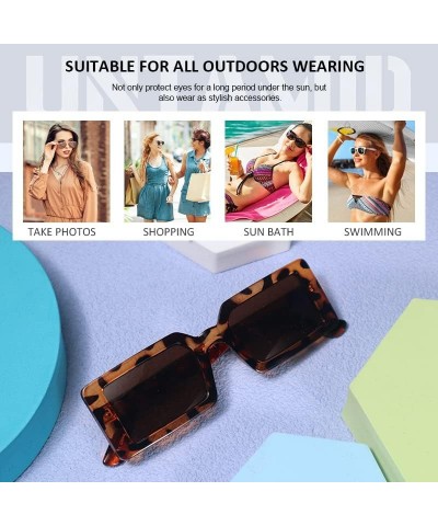 Rectangle Trendy Sunglasses for Women Retro Fashion Sunglasses UV 400 Protection Square Frame Shades Tortoise/Brown $9.45 Rec...