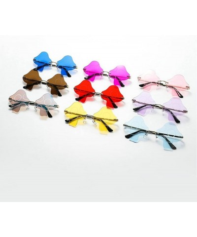 Fashion Unique Irregular Rimless Women Sunglasses Retro Clear Ocean Lens Shades UV400 Men Sun Glasses Yellow $9.87 Rimless