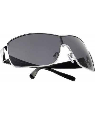 Impact - One Piece Shield Sunglasses Black Silver $18.85 Wayfarer