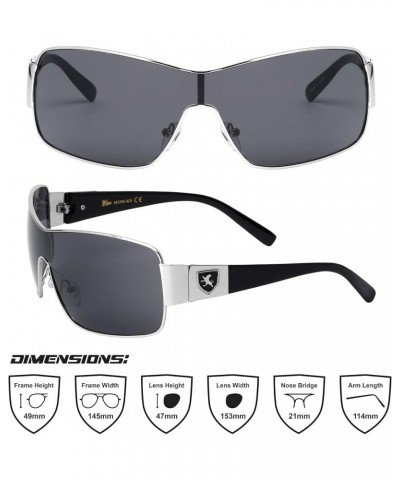 Impact - One Piece Shield Sunglasses Black Silver $18.85 Wayfarer