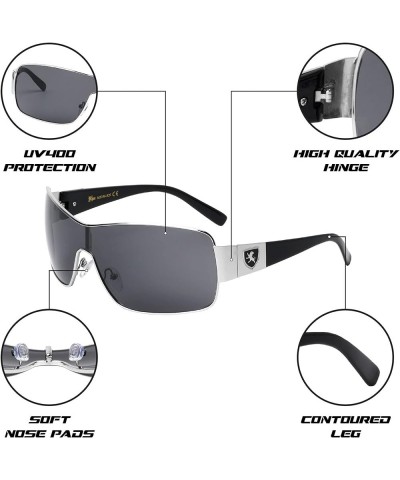 Impact - One Piece Shield Sunglasses Black Silver $18.85 Wayfarer