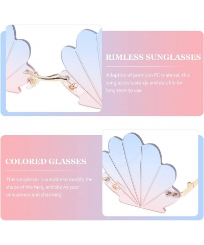 1pcs Fashion Sunglasses,Novelty Shell Shaped Sunglasses Rimless Seashell Sunglasses for Unisex Party Disco Glasses Assorted C...