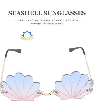 1pcs Fashion Sunglasses,Novelty Shell Shaped Sunglasses Rimless Seashell Sunglasses for Unisex Party Disco Glasses Assorted C...