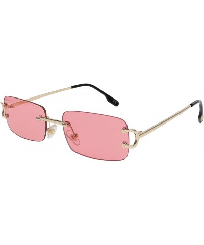 Men Women Classy Elegant Sophisticated Style Clear Lens EYE GLASSES Gold Rimless Frame Pink $10.97 Rimless