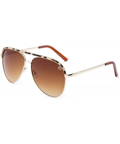 Newbee Fashion - "Flynn" Pilot Style Unique Bar Look Fashion Sunglasses Gold/Leo $9.17 Aviator