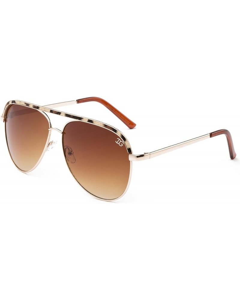 Newbee Fashion - "Flynn" Pilot Style Unique Bar Look Fashion Sunglasses Gold/Leo $9.17 Aviator